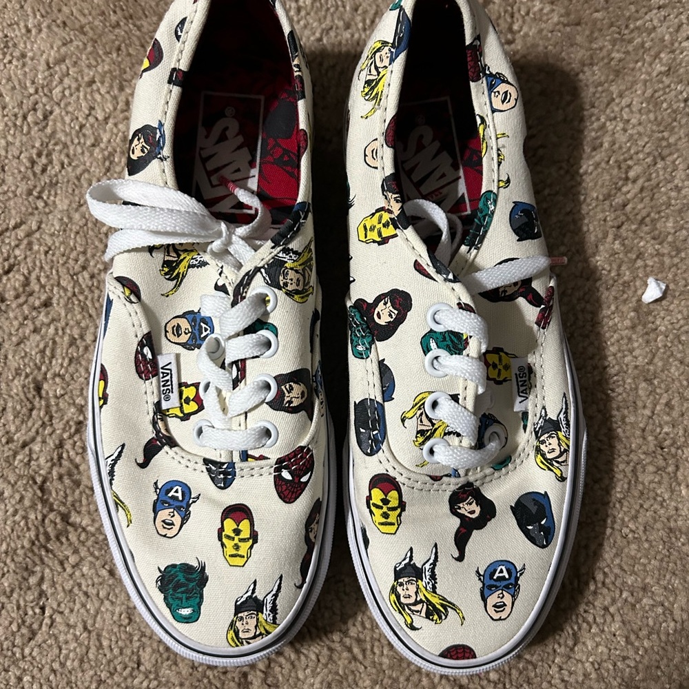 Vans Cream Marvel Character Print Sneakers